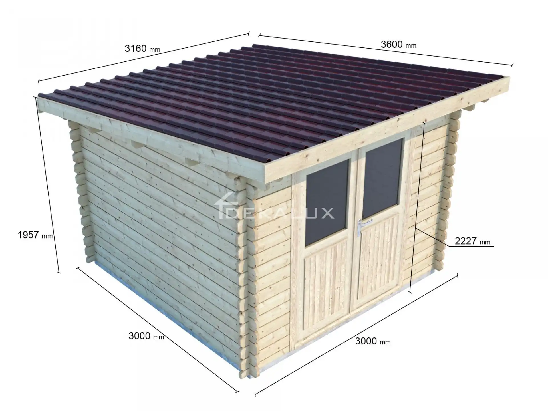 Casetta in legno Venezia 3x3 - misure esterne