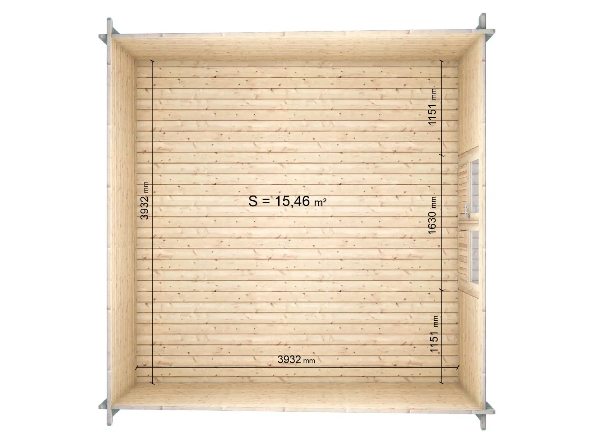 Casetta in legno Venezia 4x4 - misure interne