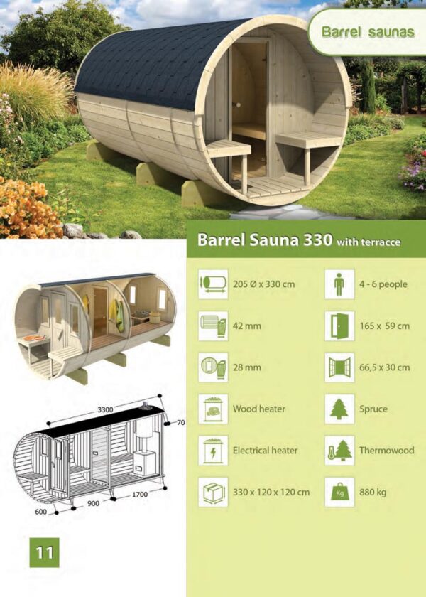 Sauna con veranda 330 scheda tecnica