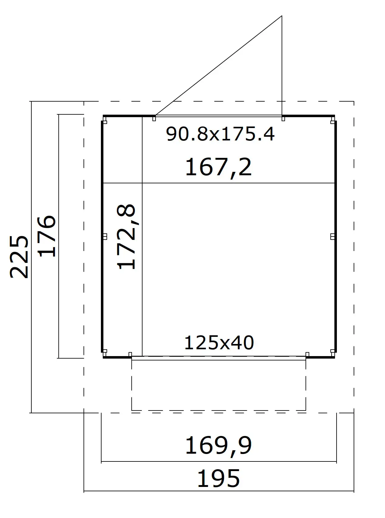 Chiosco in legno 1.7×1.75 - misure