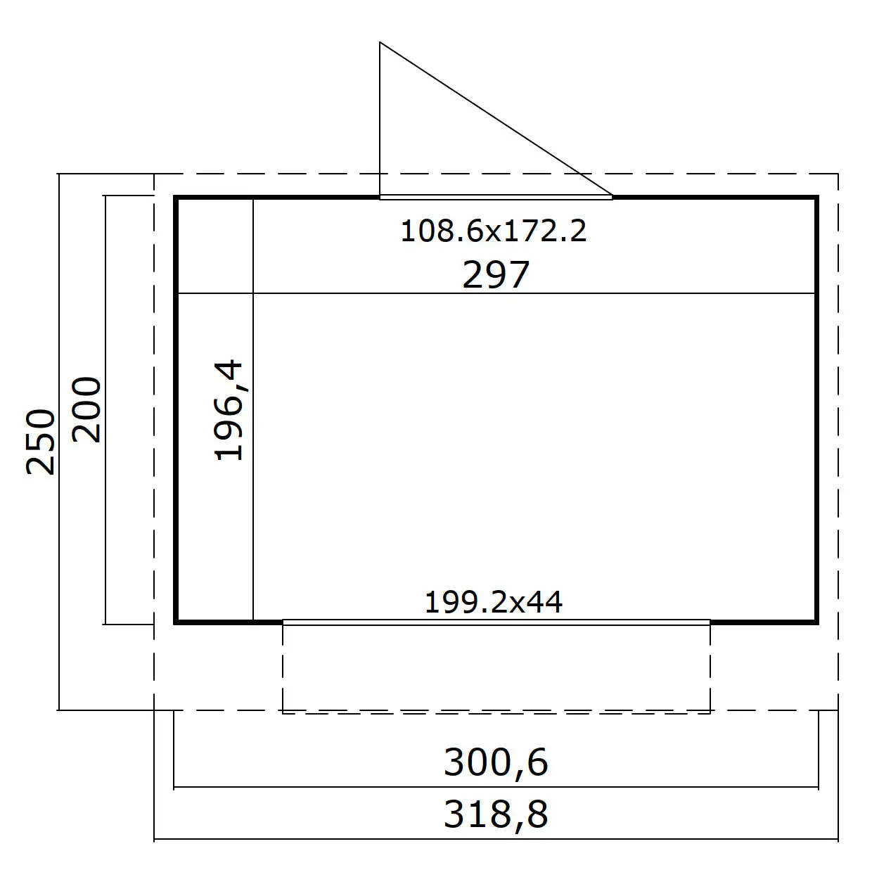 Chiosco in legno 3x2 - misure