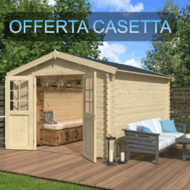 OFFERTA - Casetta in legno 2,75×3,80 (28mm) con porta doppia