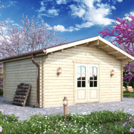 Casetta in legno 5×4 (44mm) con porta doppia mod. Lombardia