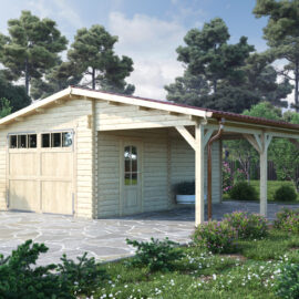 Garage in legno 4x6 (44mm) con tettoia 3 metri